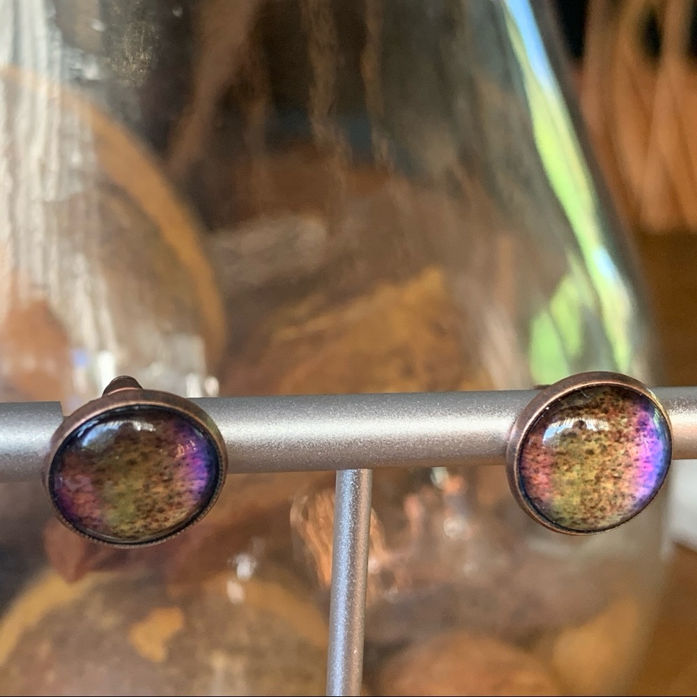 Brown & berry stud earrings, handmade, NWT